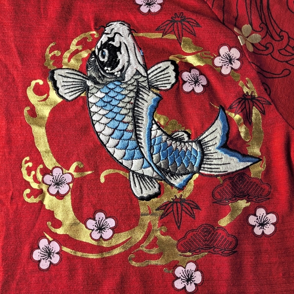 Bullet Noise Limited Edition Custom T-shirt Japanese Embroidered Koi Fish Size M - Picture 3 of 6